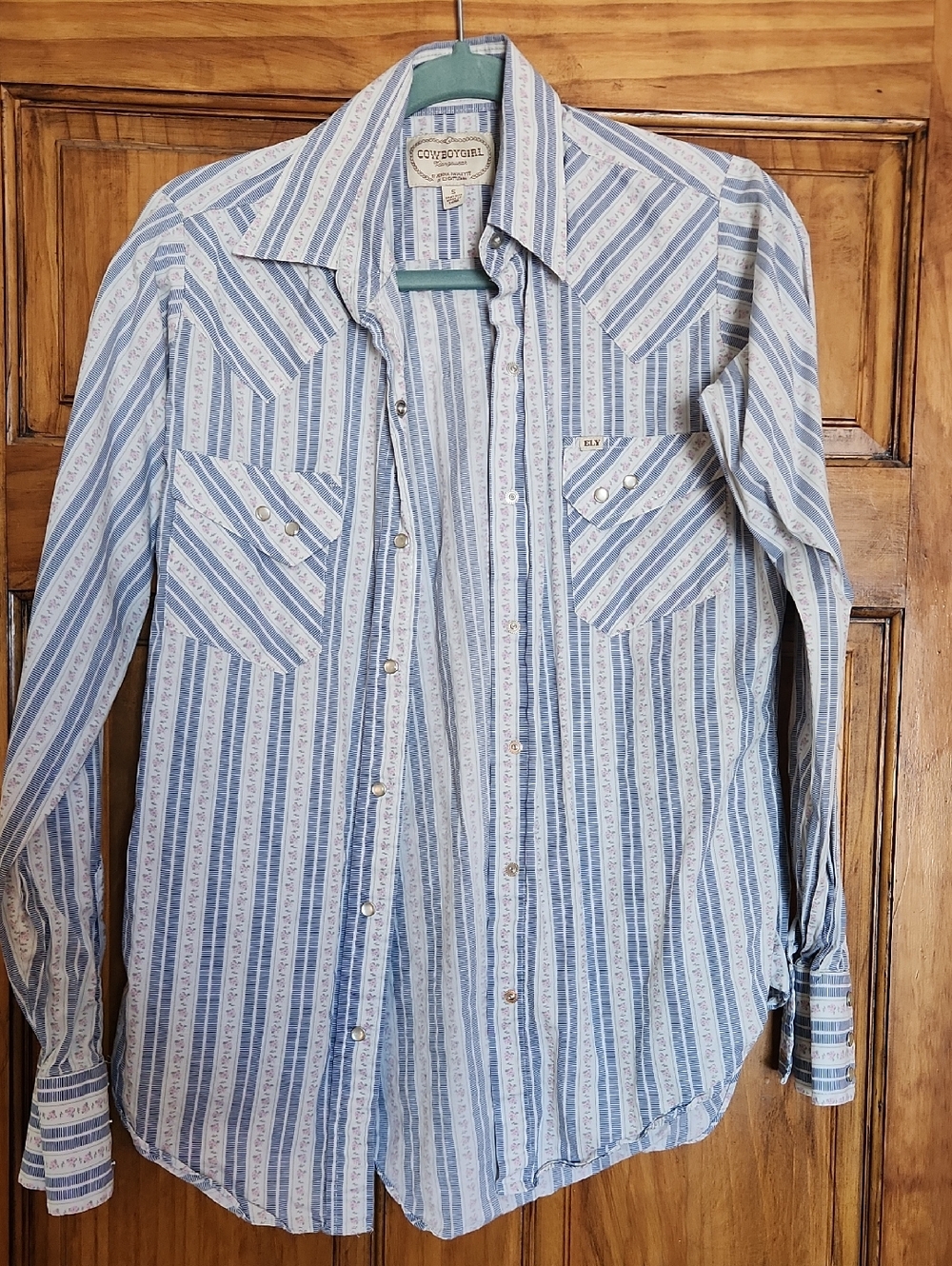 Ely Cattleman Blue and White Striped Women's Western Shirt